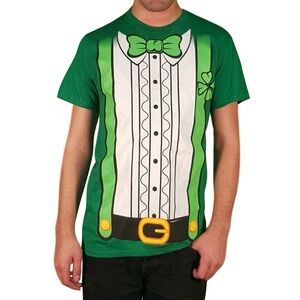 St. Patrick's Day Tuxedo Graphic Print T-Shirt Leprechaun Costume Irish Small
